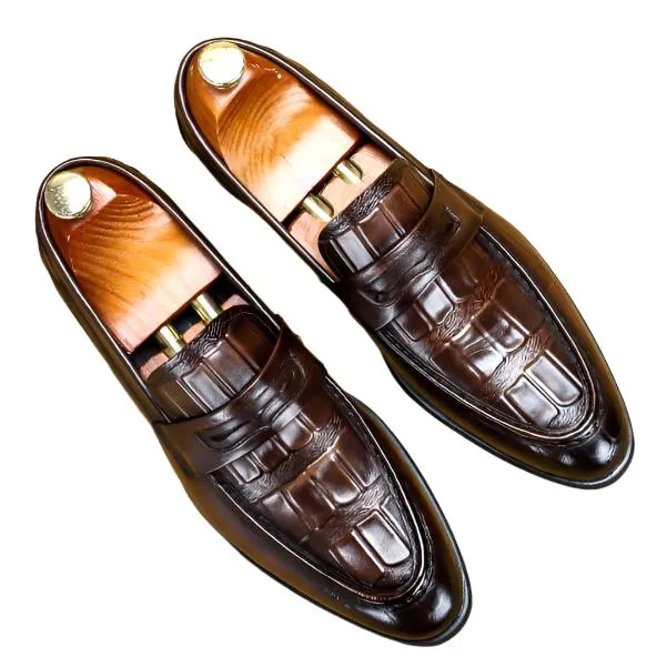 The Milanino 3 - Men's Elegant Dress Shoes Loafers (Crocodile pattern) Workday Comfort Step Hold
