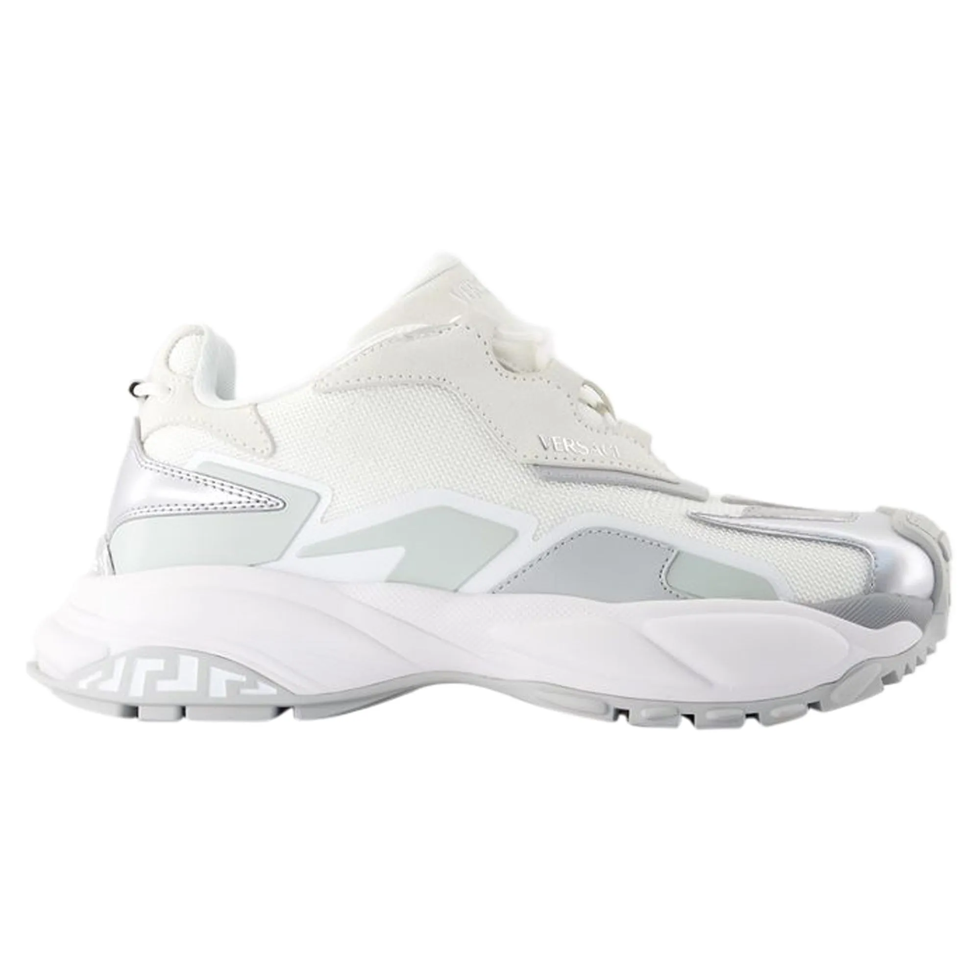 Low Top Sneakers - Versace - Leather - White Seamless Knit Body Anti Slip Rubber Outsole