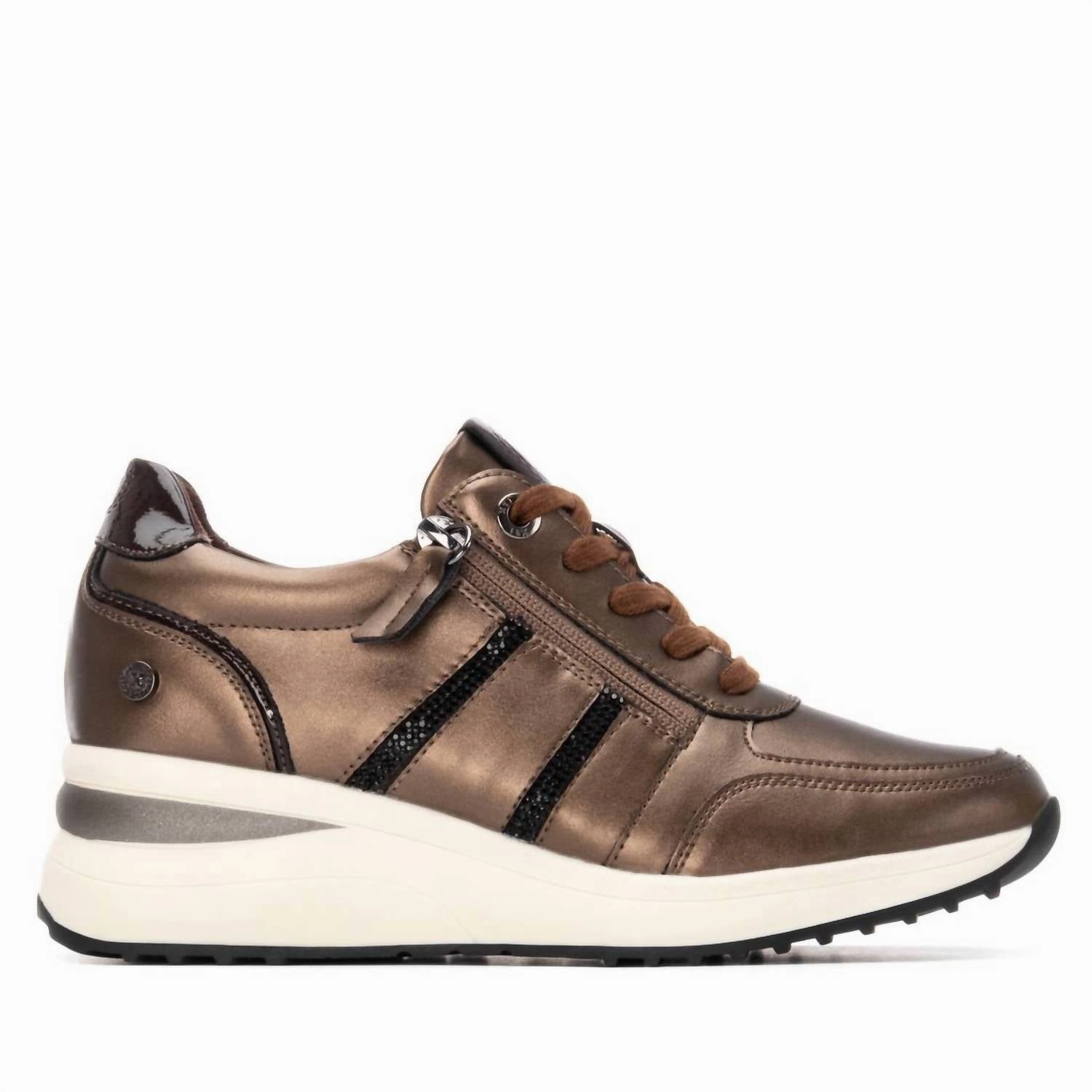 Knit Fabric Integration Women's 144407 Round Toe Sneakers In Bronze