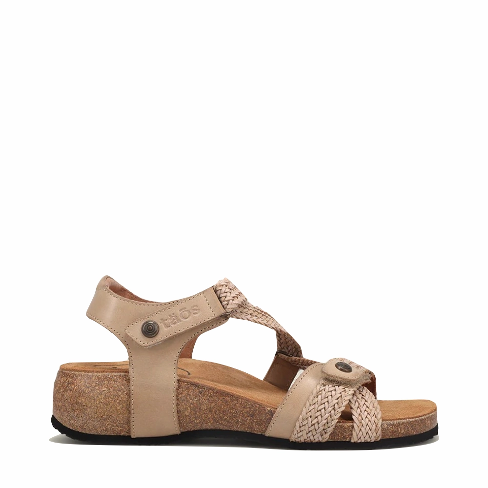 Taos Women's Trulie Strap Sandal in Stone SoftSole Non-Slip Design