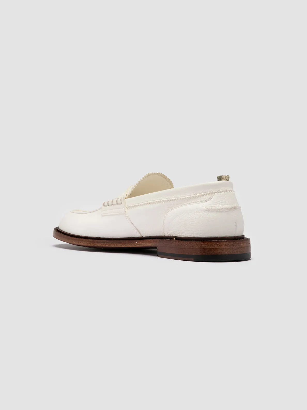 SAX 001 - White Leather Penny Loafers Train Ride Running
