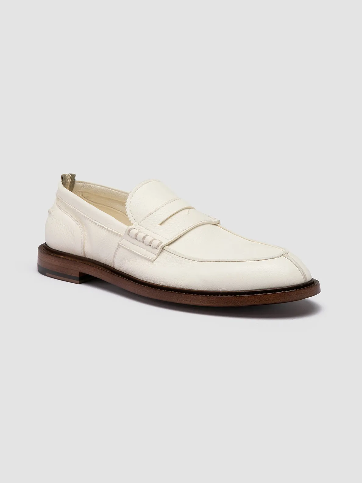 SAX 001 - White Leather Penny Loafers Firm Hold Sturdy Build
