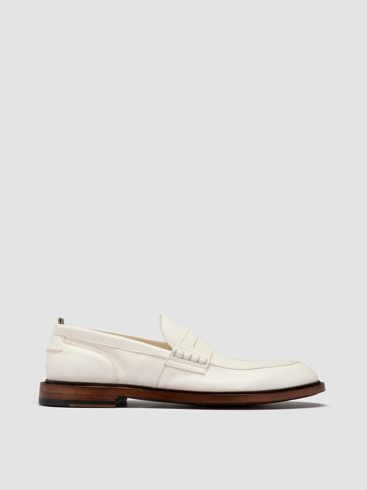 City Hold SAX 001 - White Leather Penny Loafers