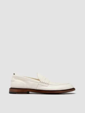 City Hold SAX 001 - White Leather Penny Loafers
