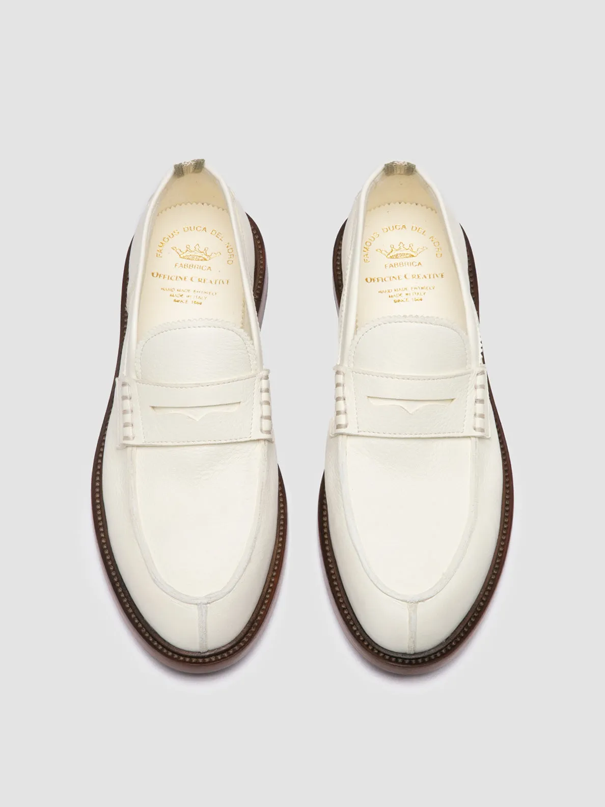 Natural Shape Fast Power SAX 001 - White Leather Penny Loafers