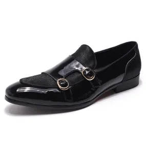 Il Doppione - Red bottom sole Double Monk-strap Patent Leather Loafers Modern Footwear Path Firm