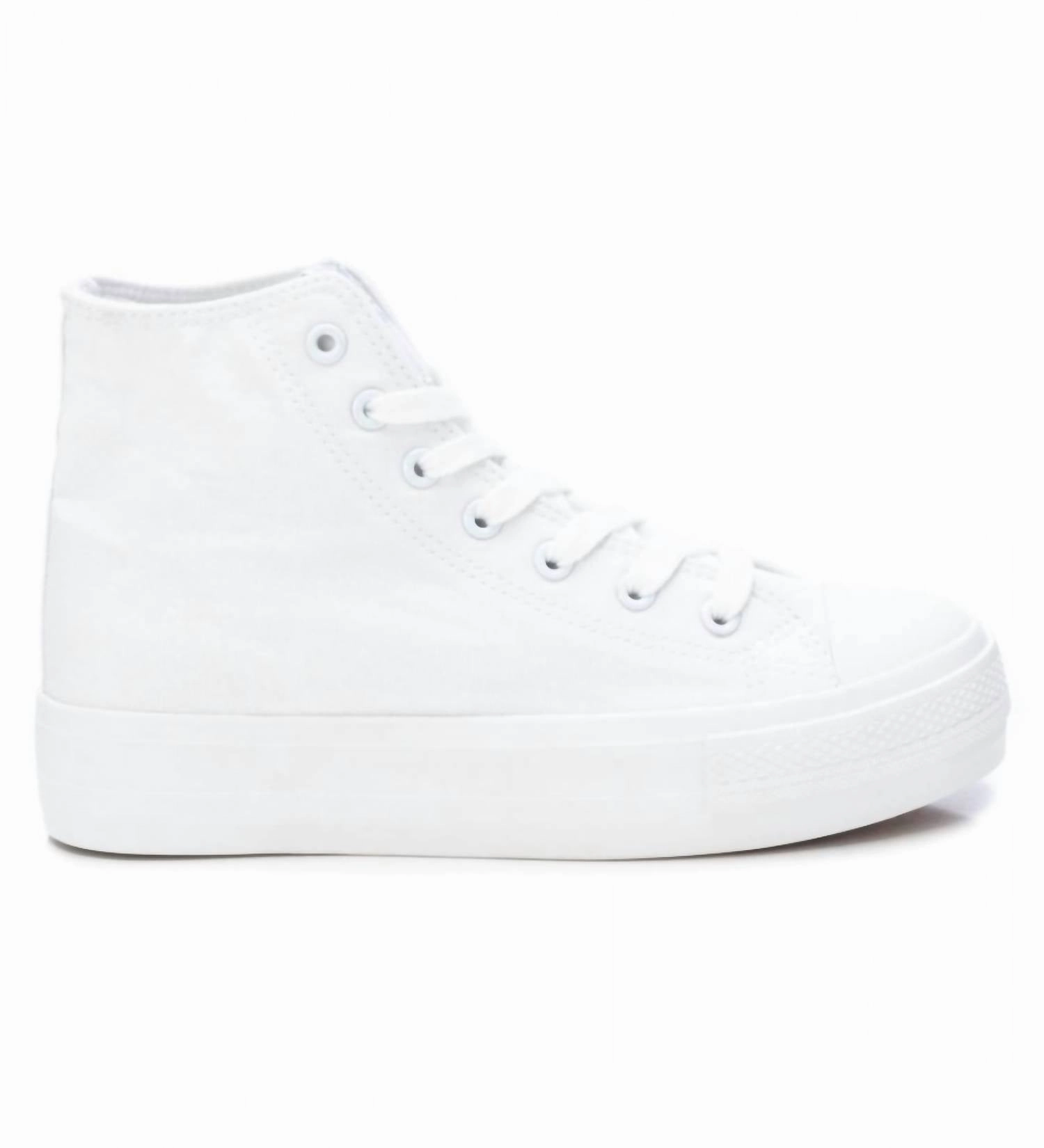 Flexible Torsion Bar Women's Canvas High-Top Sneakers In White