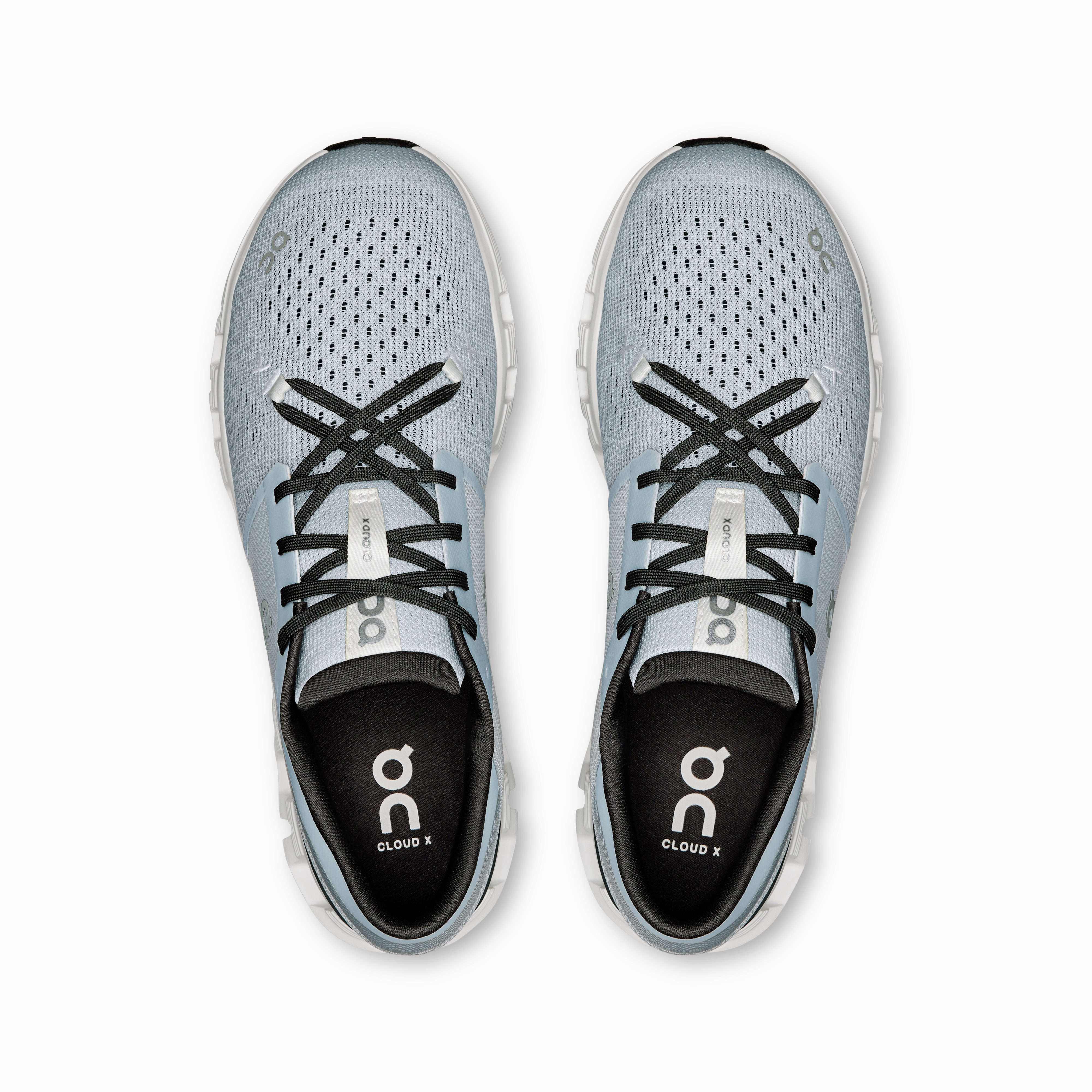 carbon fiber sole shoes running with a headband On Running Men's Cloud X 4 Shoes - Glacier / Stone