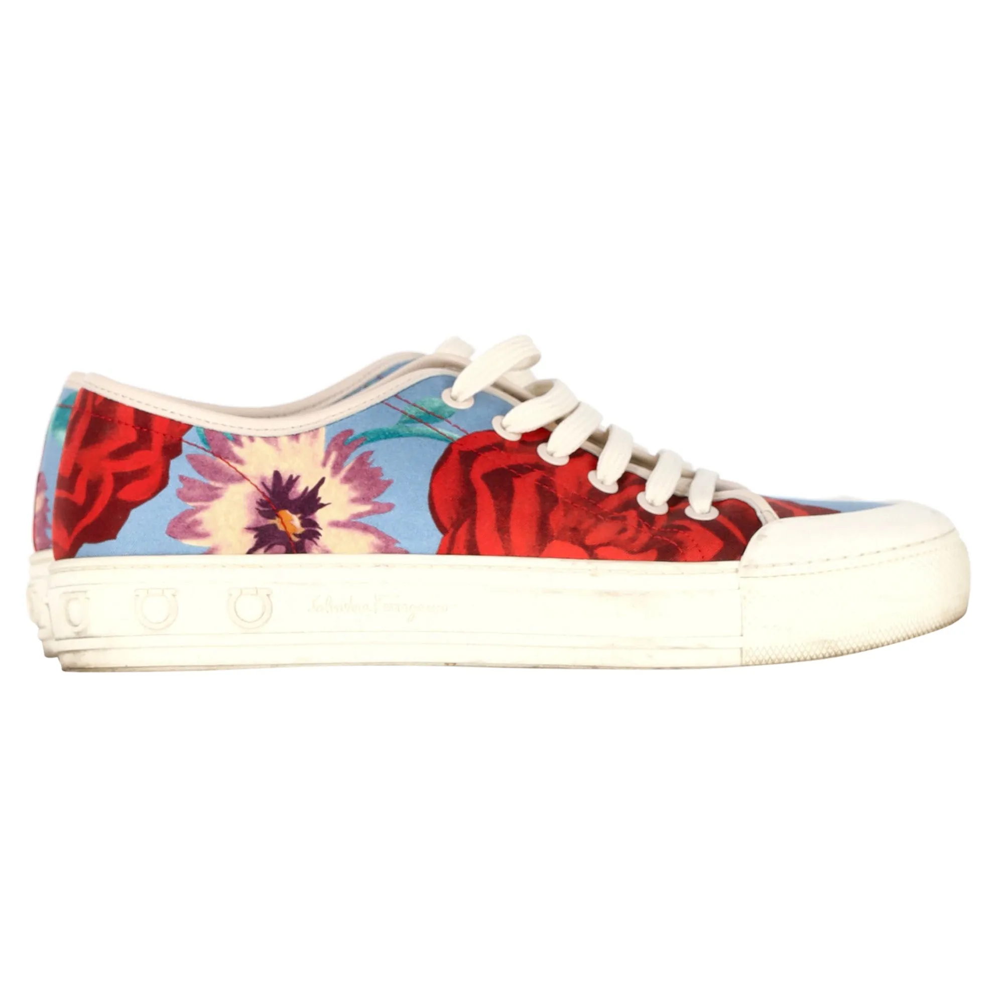 Ferragamo Floral Sneakers in Multicolor Chambray Simple Look