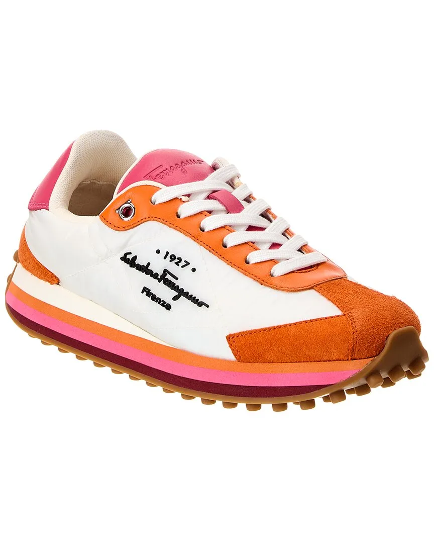 Airflow Optimization Anti Slip Feature Ferragamo Iggy Nylon & Suede Sneaker