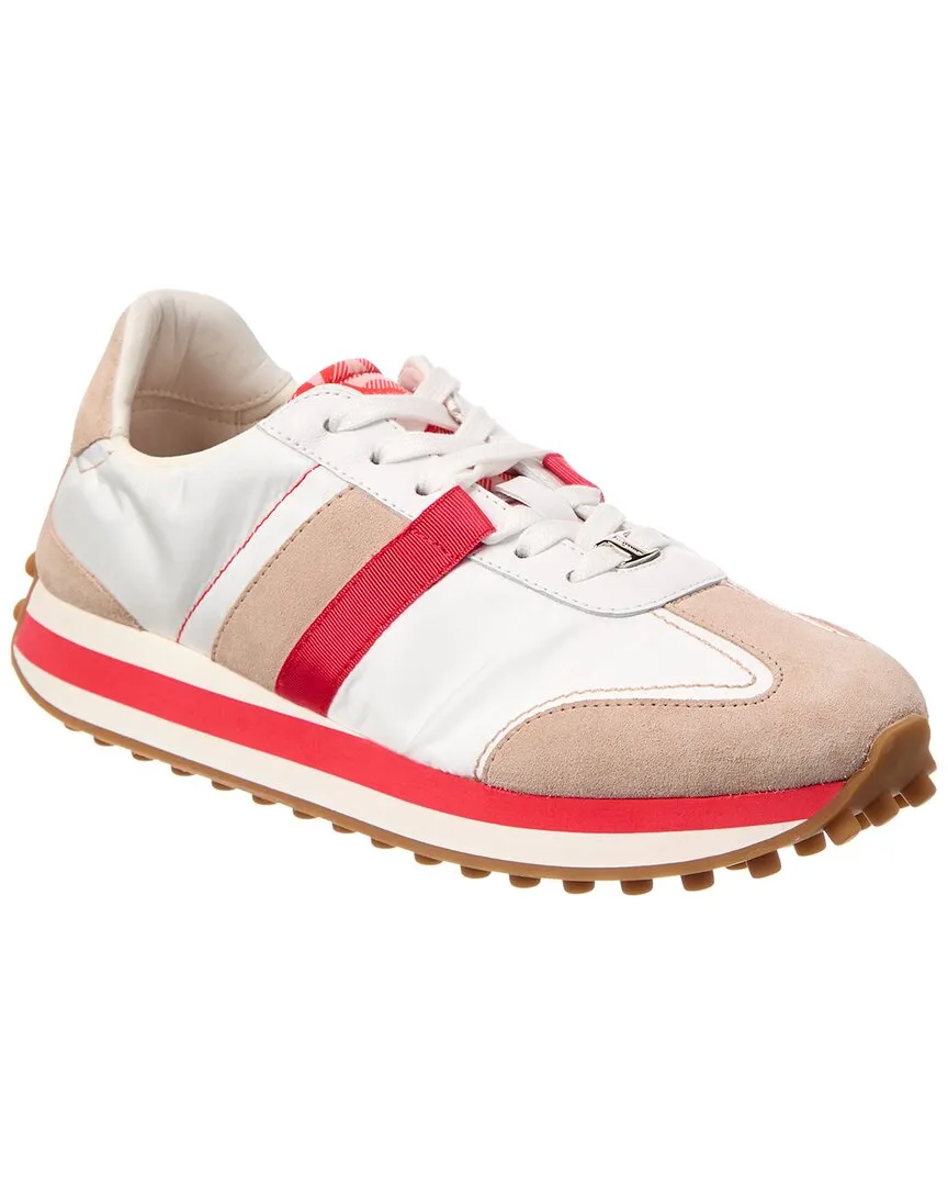 Simple Form Textured Insole Ferragamo Iulia Nylon & Suede Sneaker