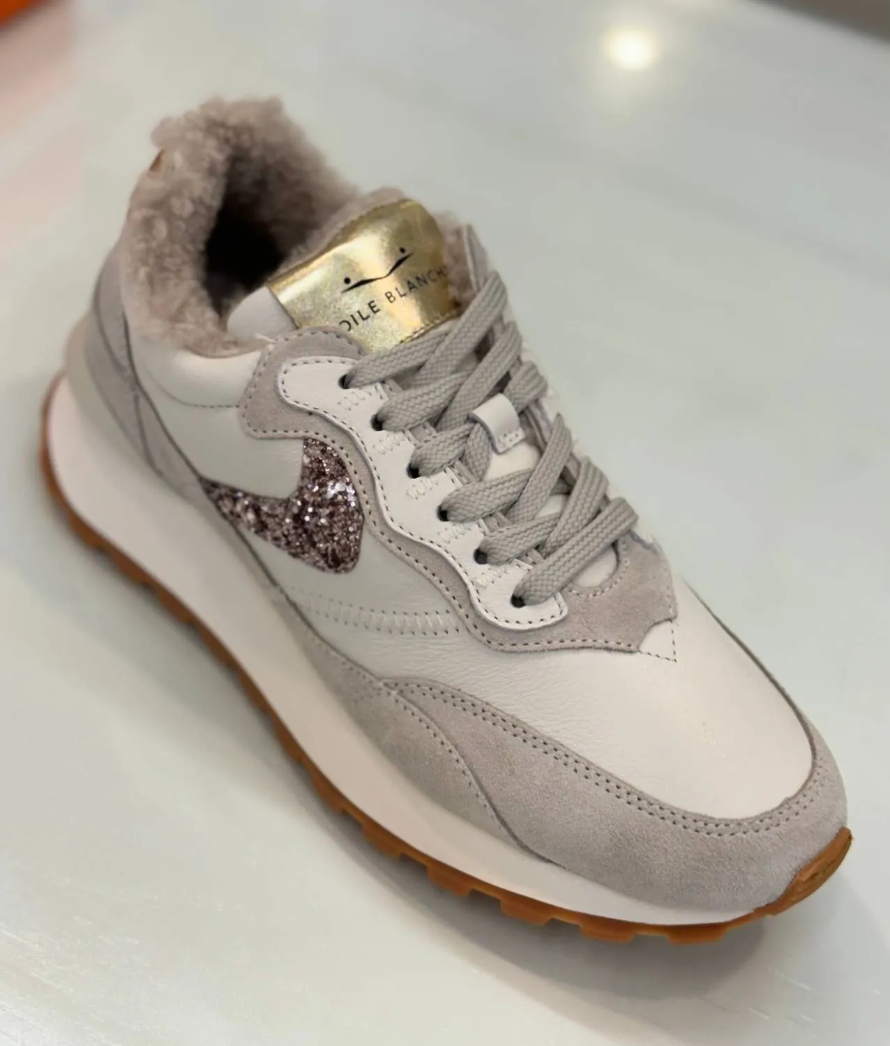 Support Base Qwark Fur Lined Sneaker In Ice White