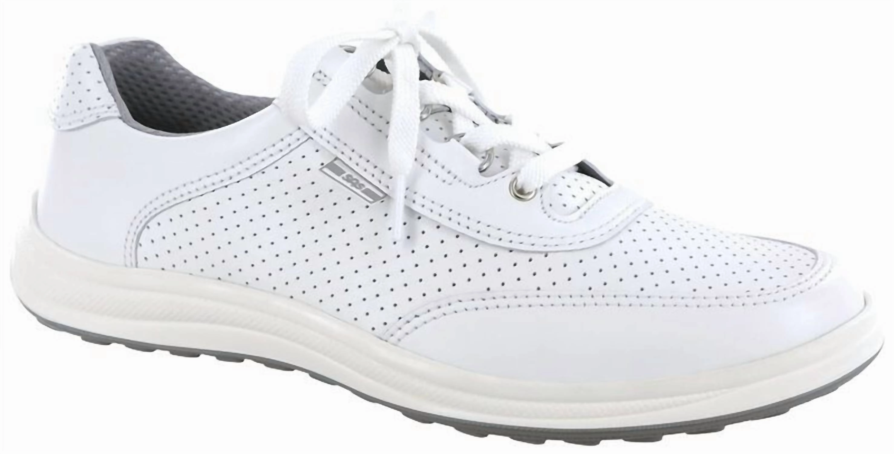 Women's Sporty Lux Lace Up Sneaker In White Lightweight Cushioning Slip Resistant Tread Pattern