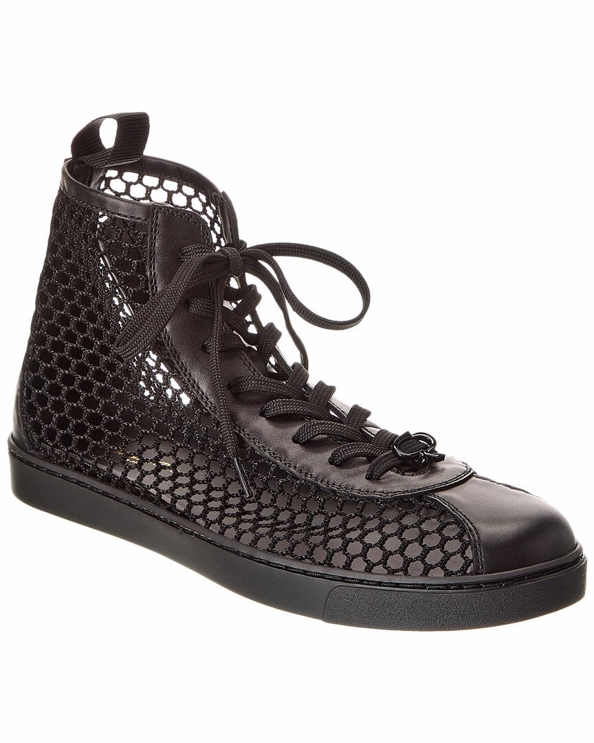 Gianvito Rossi Helena Mesh & Leather High-Top Sneaker Slip On