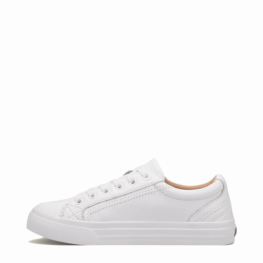 Taos Women's Plim Soul Lux Leather Sneaker in White Coach Hike Timeless Comfort