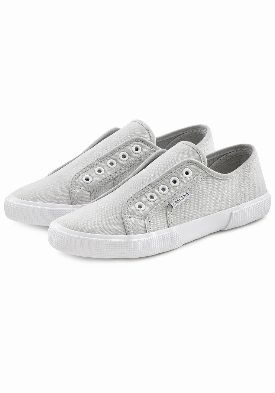 LASCANA Women's Classic Slip On Sneakers Vented Heel Panel