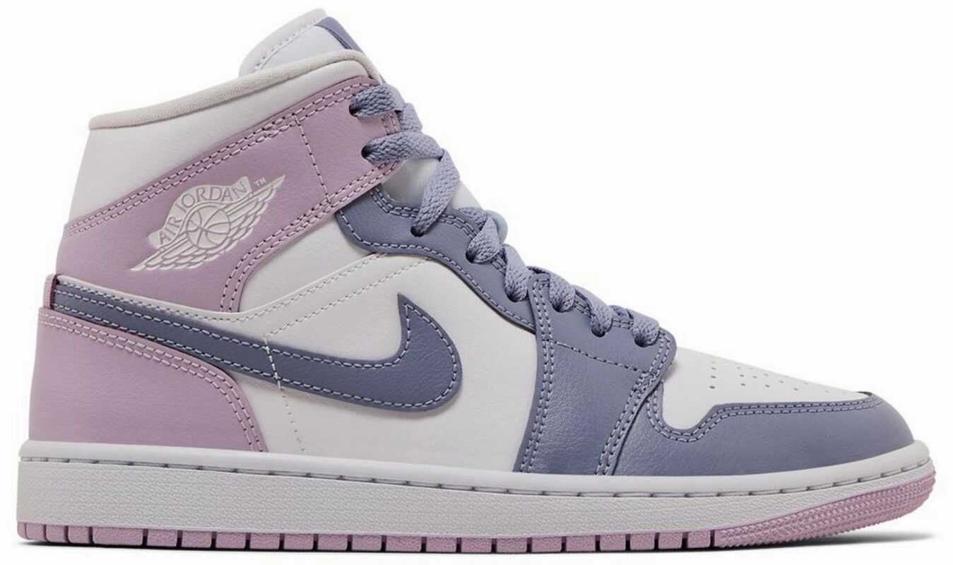Fresh Pair Jordan 1 Mid Indigo Haze Doll White (Women's)