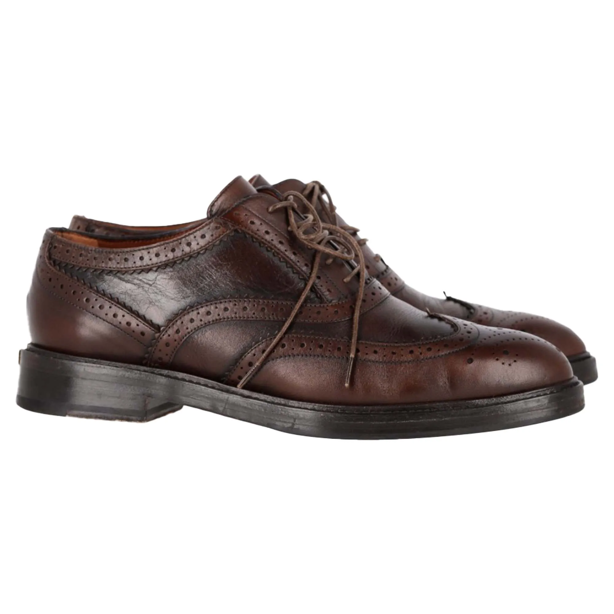 Burberry Wingtip Lace-Up Oxford Shoes in Brown Leather Torsional Stability Plate