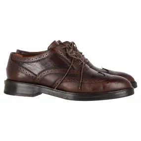 Burberry Wingtip Lace-Up Oxford Shoes in Brown Leather Torsional Stability Plate