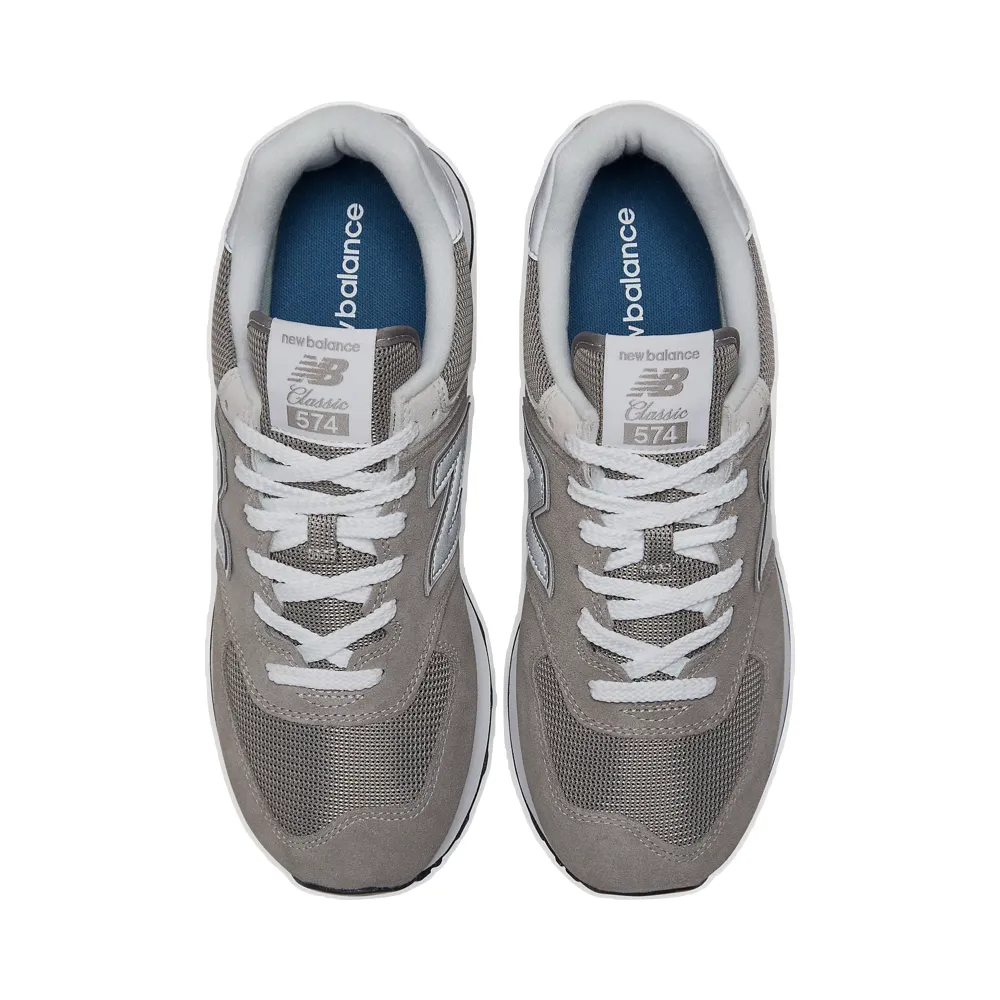 Comfy Choice Flat Finish New Balance Men's 574 Sneaker in Grey with White