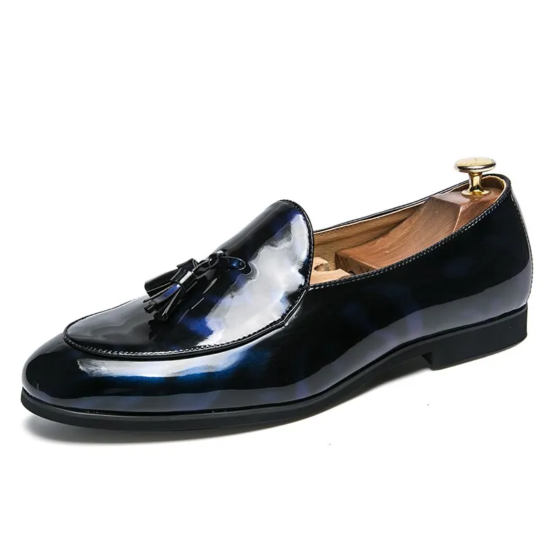 Relaxed Design Neutral Colors il Lussone - Italian Style Patent Leather tassel Loafers for Men
