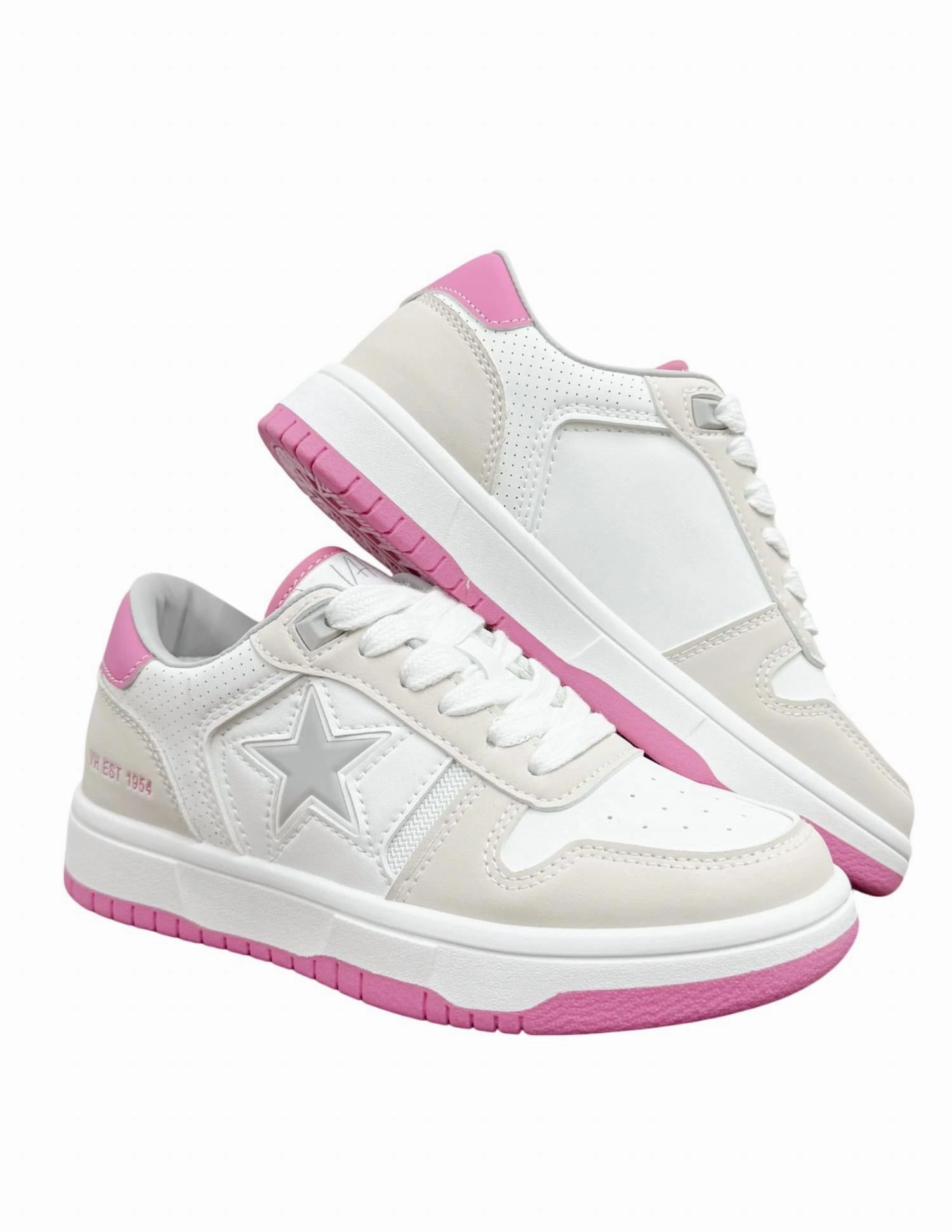 Women's Fresh 10 Sneaker In White/hot Pink CanvasUpper