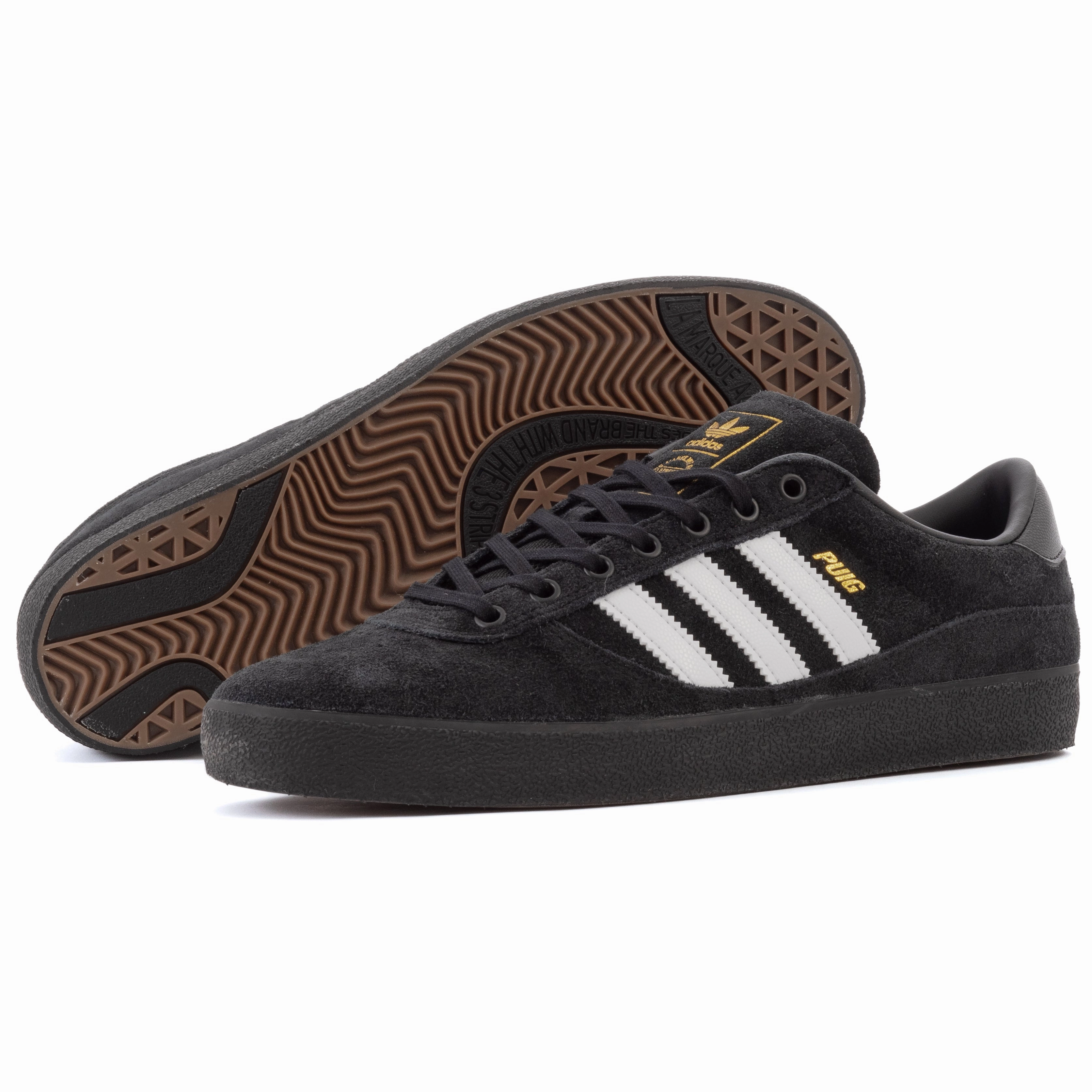 Adidas - Puig Indoor (Black/White/Black) plain - design shoes Comfort Insert