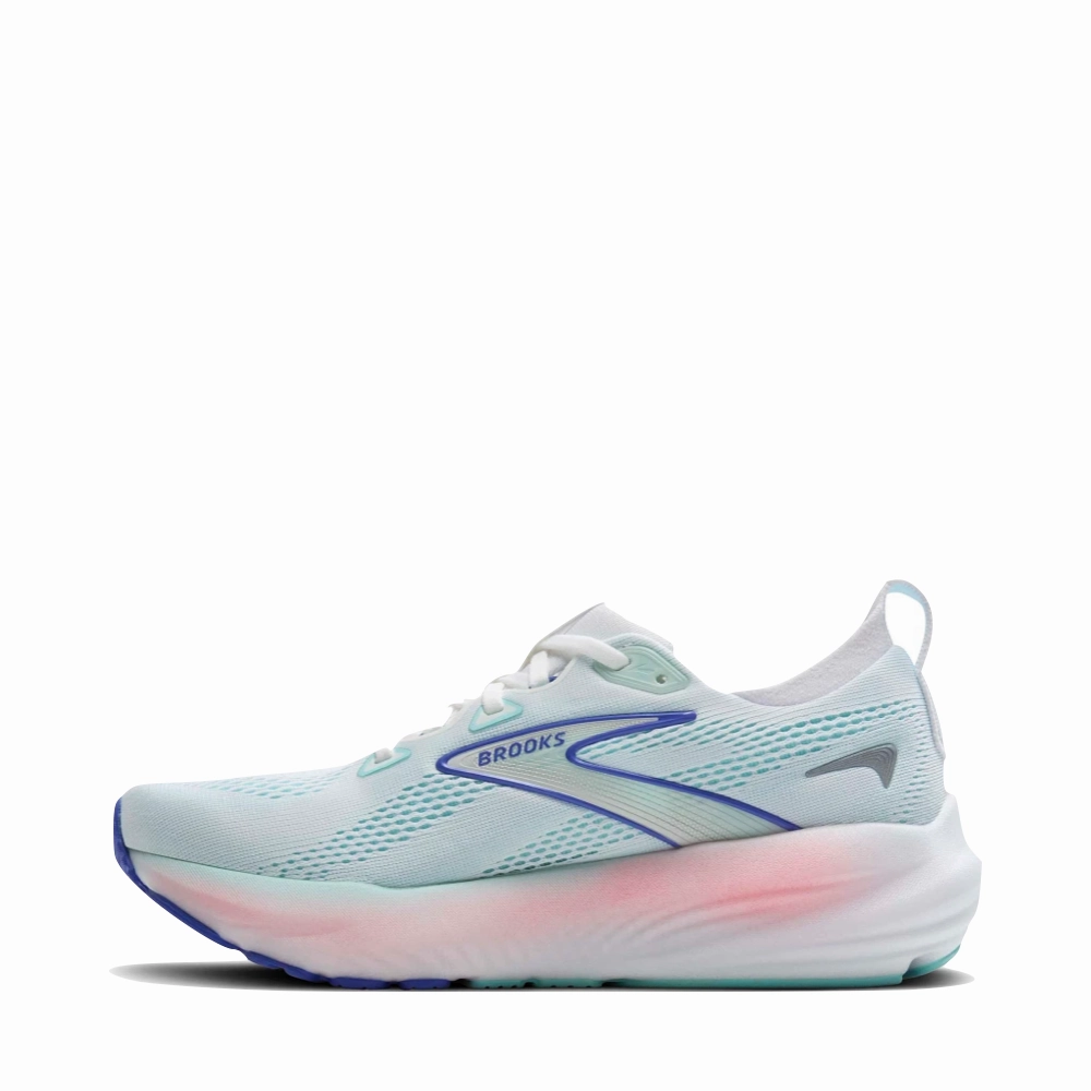 Brooks Women's Glycerin 22 Sneaker in White/Limpet Shell/Amparo Blue mesh material