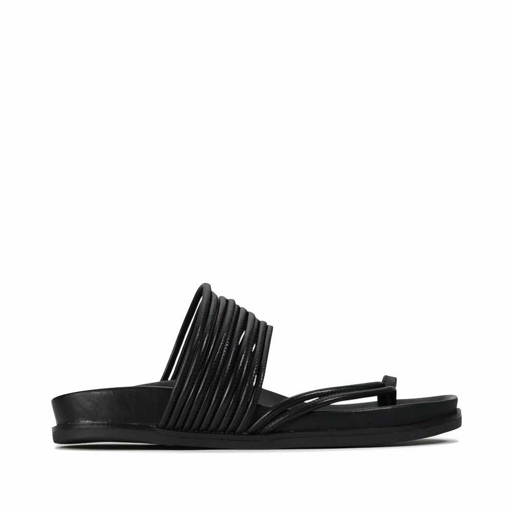 Textured Grip Surface EOS Women's Carmella Toe Loop Sandal in Black