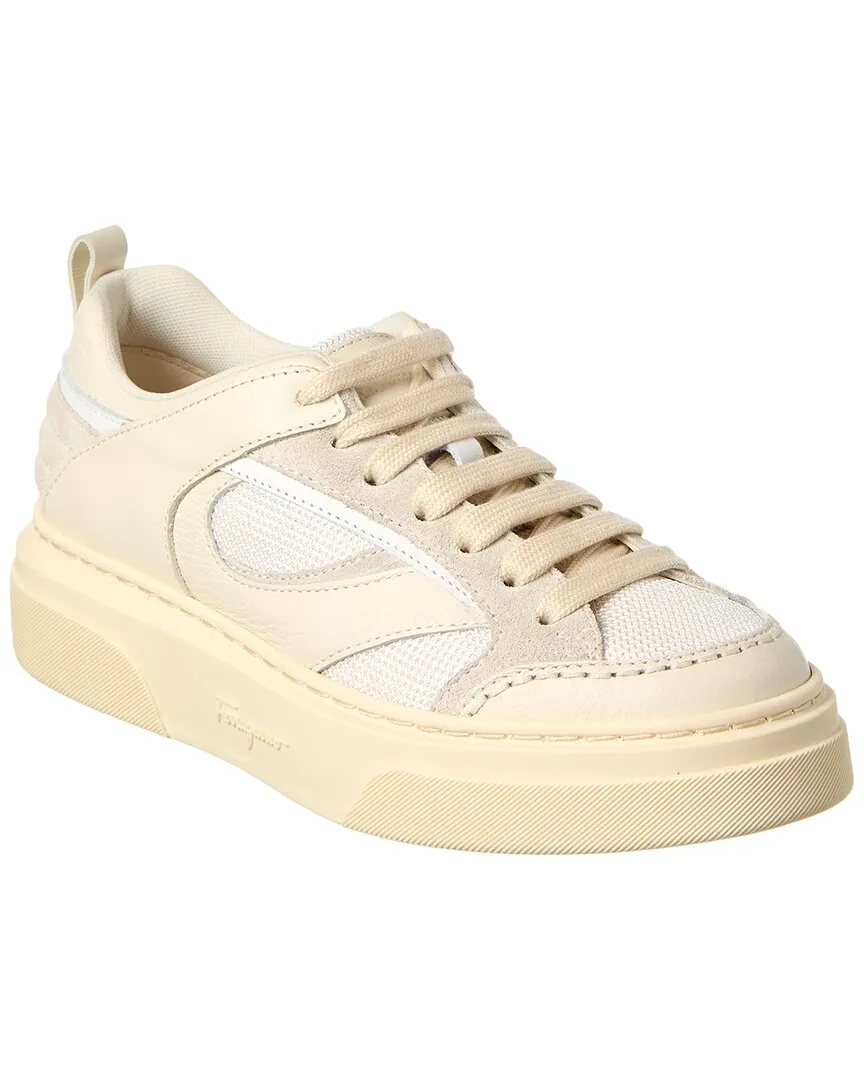 Ferragamo Cassina Leather & Mesh Sneaker No Tie Closure