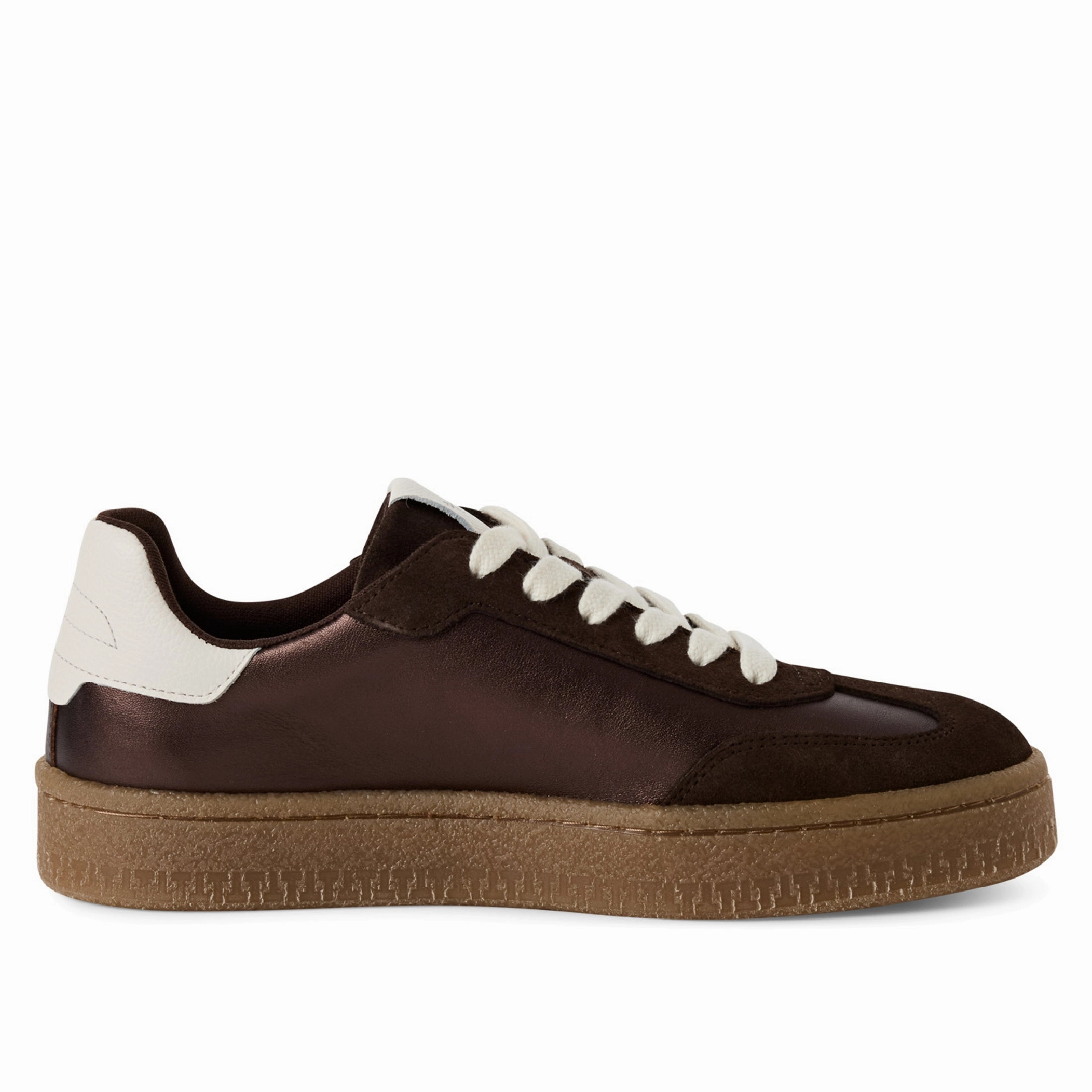 Enhanced Traction Tamaris Womens Brown White Suede Leather Fashion Lace Up Sneakers