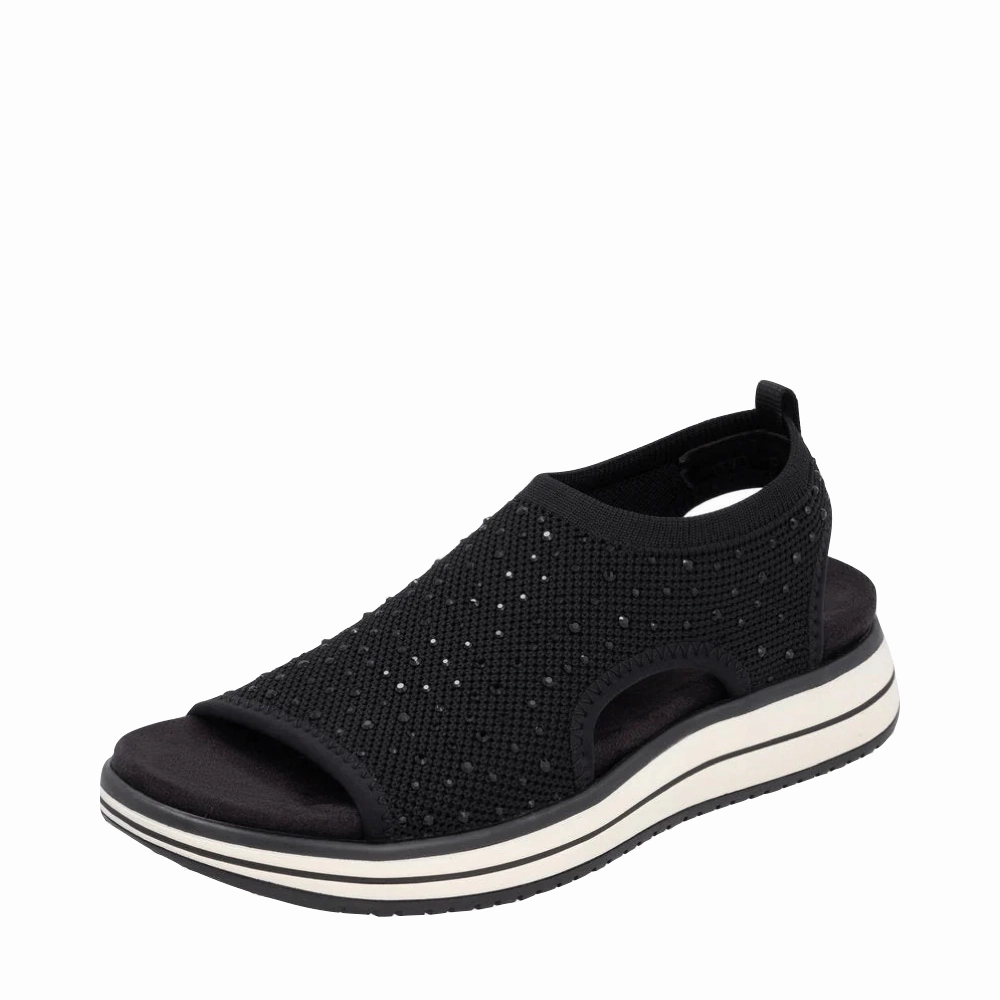 All Daywear Festival Style Remote Women's Jocelyn 55 Slip On Stretch Sandal in Black