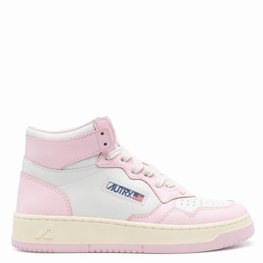 Autry Ladies Pink Medalist Panelled Leather Sneakers Iconic Style