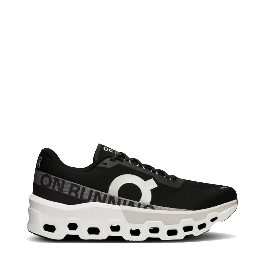 On Men's Cloudmonster 2 Sneaker in Black/Frost Quiet Move