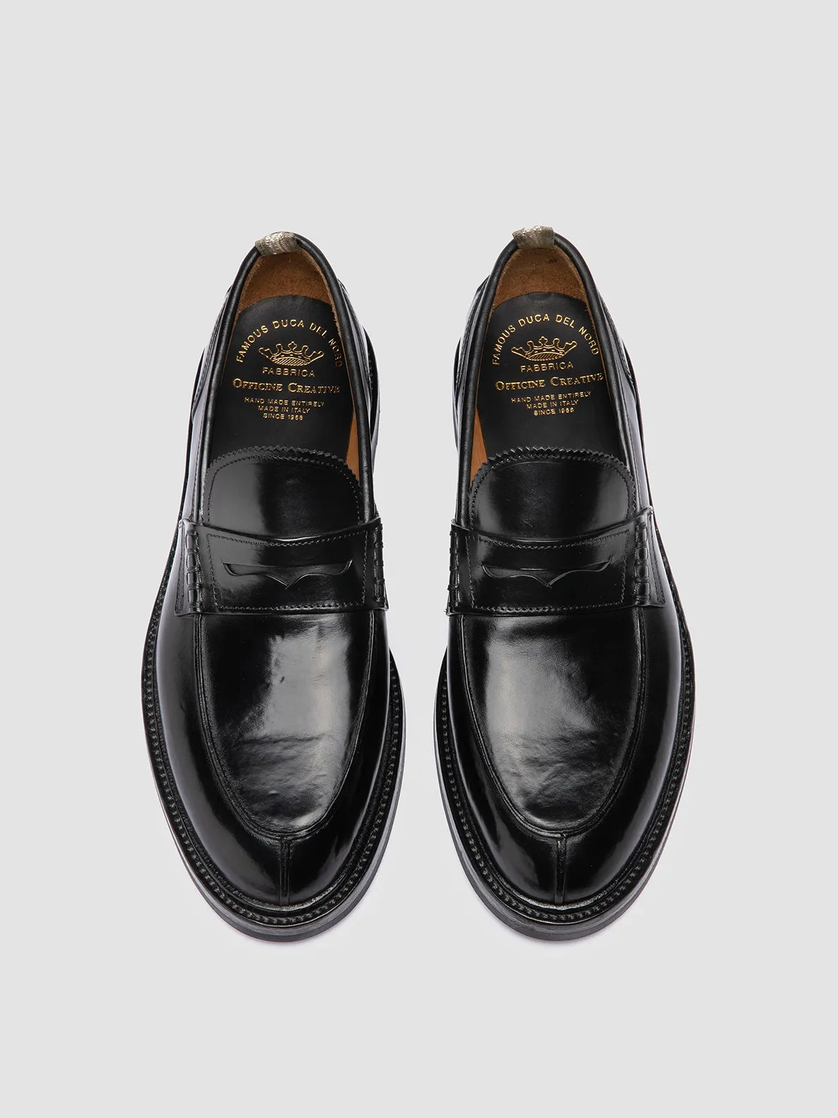 SAX FLEXI 001 - Black Leather Penny Loafers Timeless Support