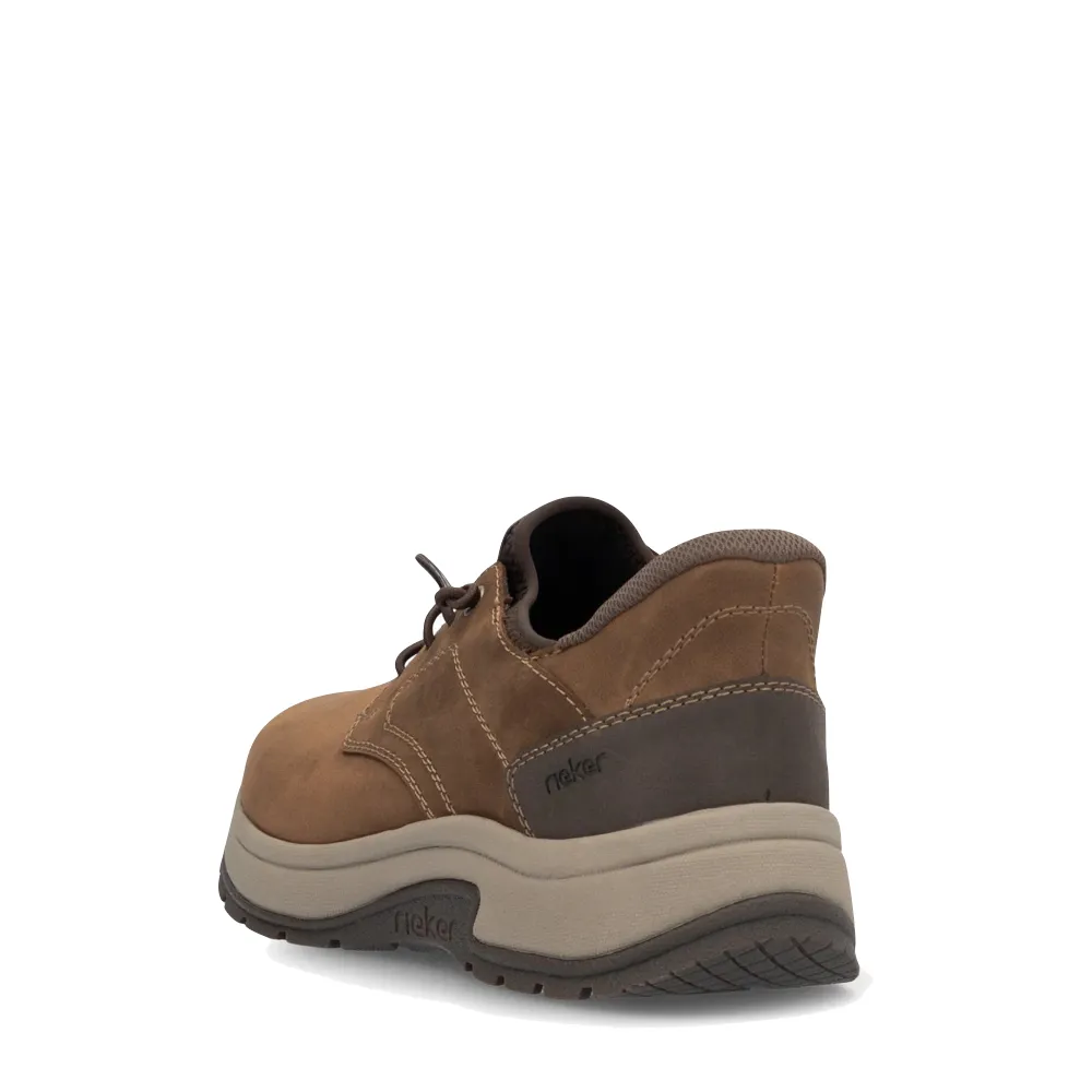 Rieker Men's Bruce 50 Elastic Lace Shoe in Brown Wide Step Breathable Outsole