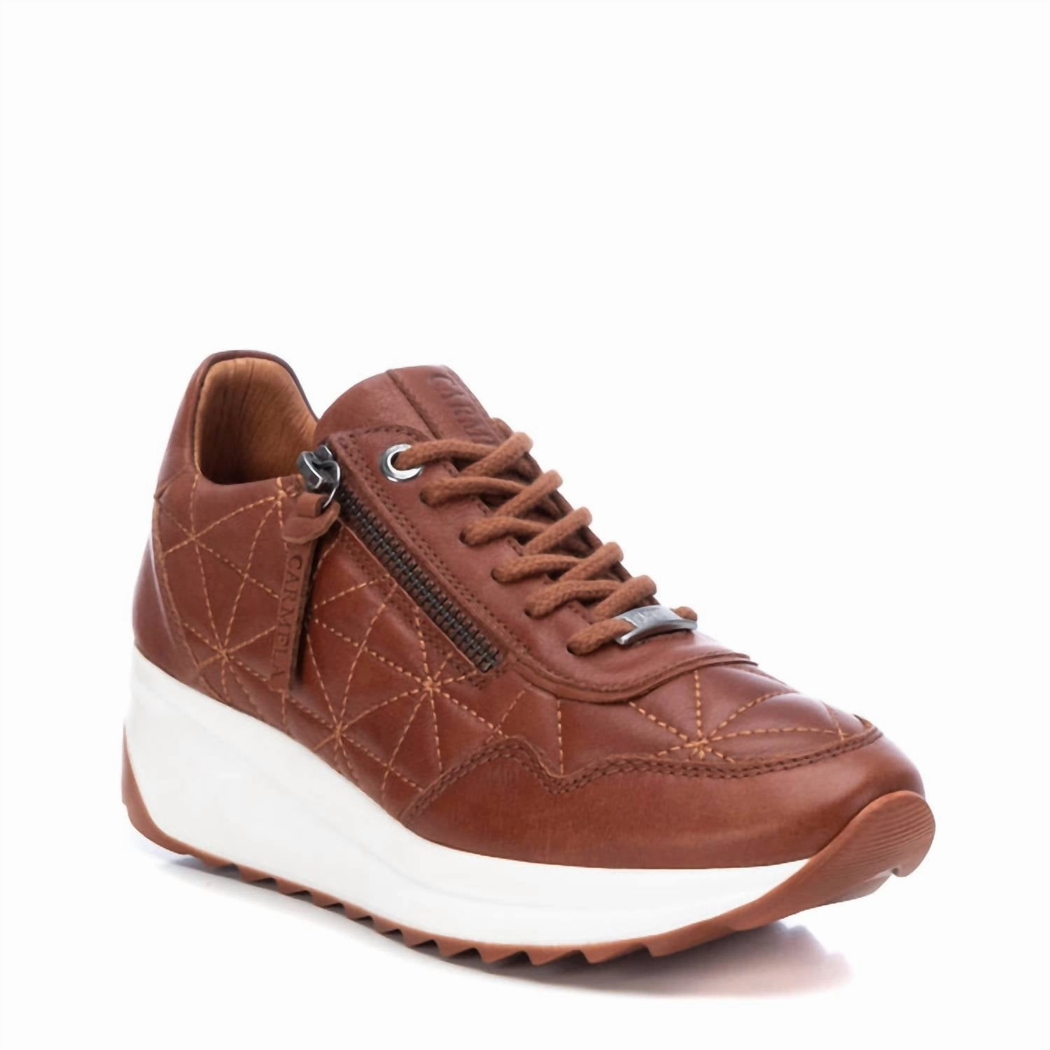 Women's Leather Sneakers In Camel Fitness Lovers
