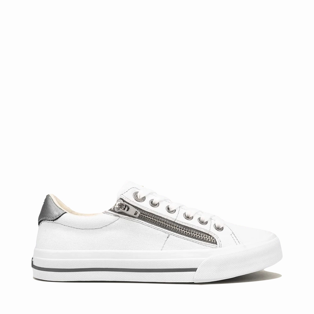 Modern Step Taos Women's Z Soul Side Zip Canvas Lace Sneaker in White/Pewter