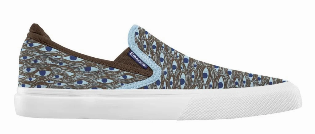 Perforated Tongue Design Emerica - Wino G6 Slip-On X Templeton SSD (Brown/Blue)