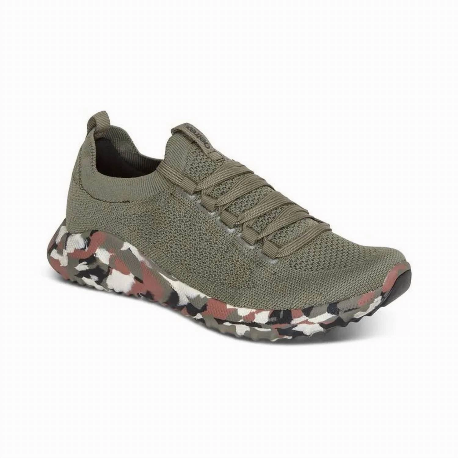 Cool Finish Women Carly Arch Support Sneaker In Olive Camo