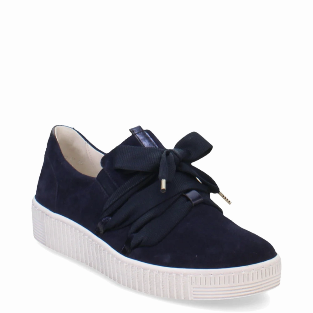 Gabor Women's Bow Sneaker in Schwarz/Weiss Black/White Anti   Fatigue Modern Silhouette