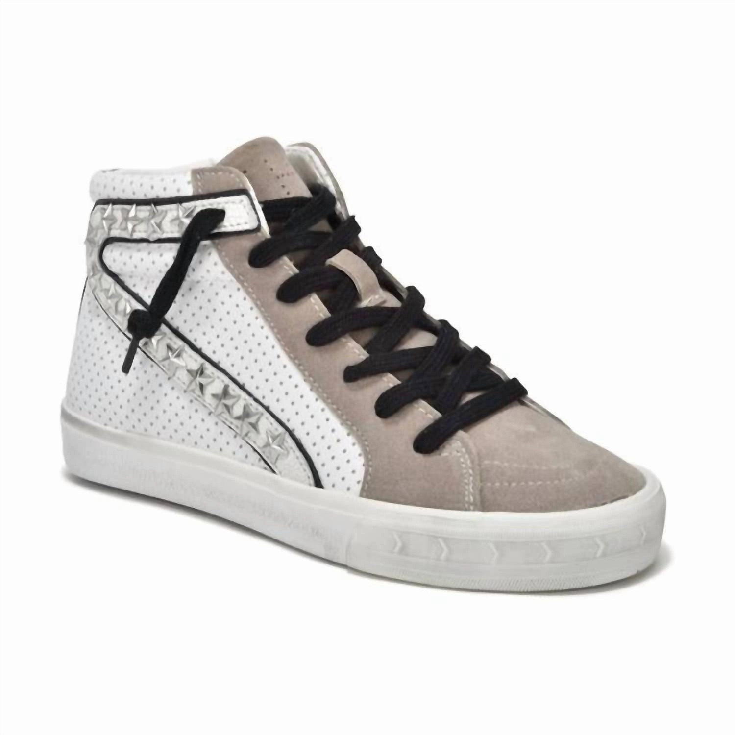 Gadol High Top In White/taupe Multi Split Toe Flex Zone
