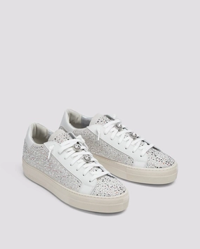 Women's Thea Multi Strass Sneaker In White synthetic leather