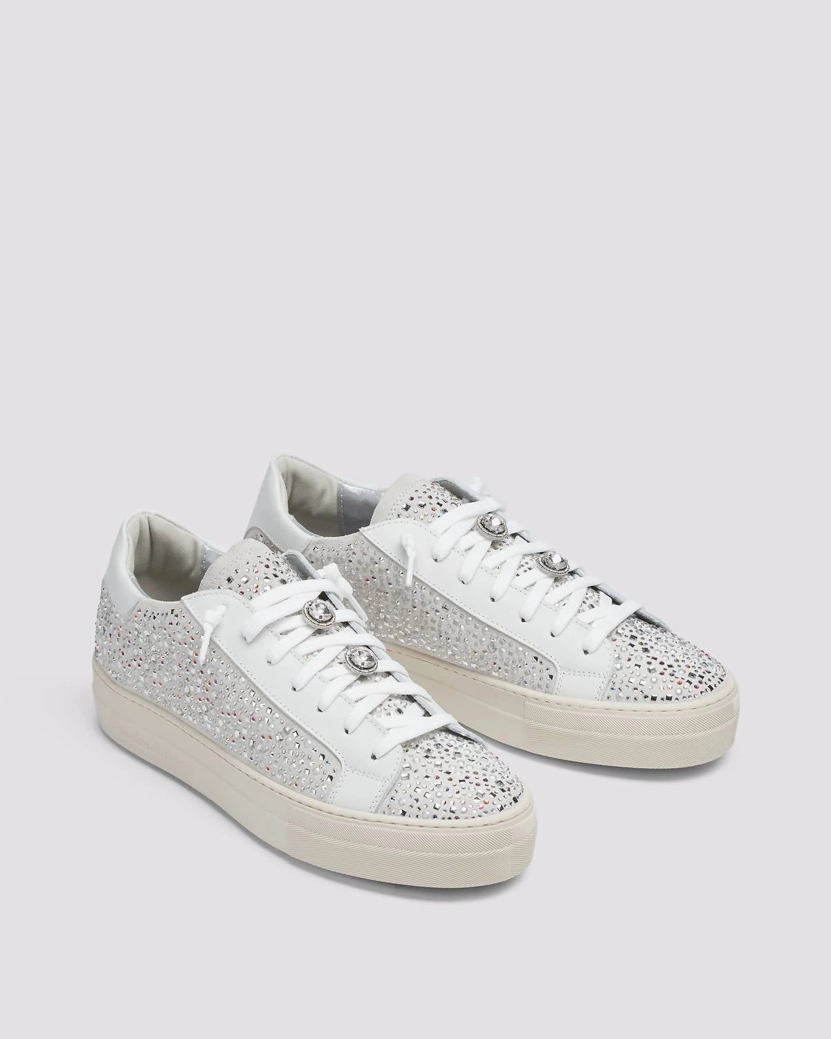 Women's Thea Multi Strass Sneaker In White synthetic leather
