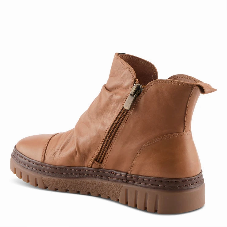 Spring Step Women's VanDis Low Leather Zip Boot in Camel Morning Step Multi Use