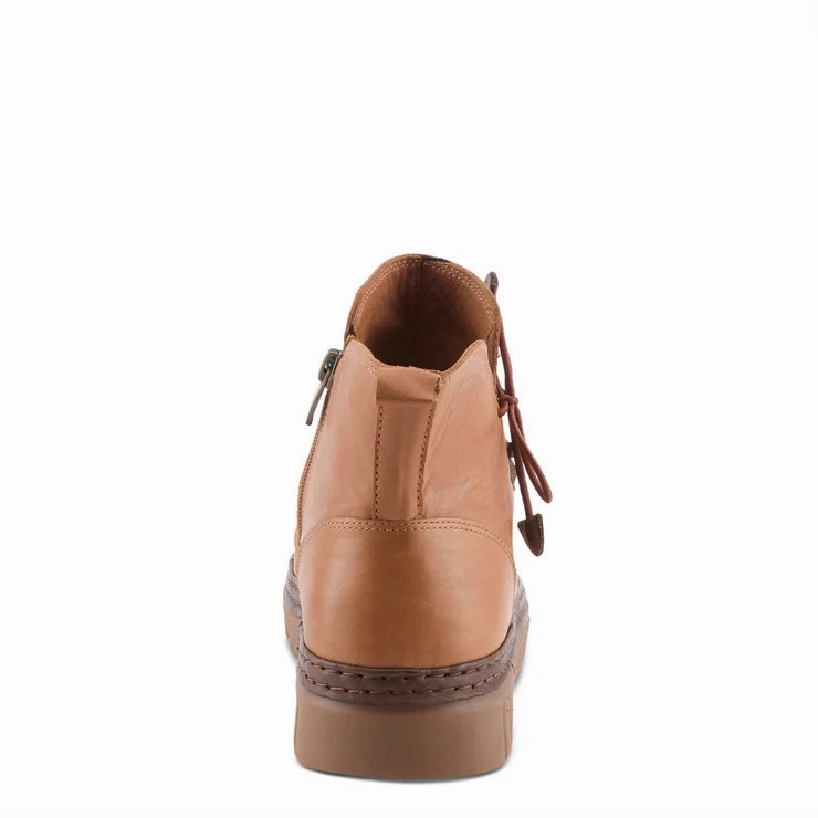 Style Blend Blue Sky Spring Step Women's VanDis Low Leather Zip Boot in Camel