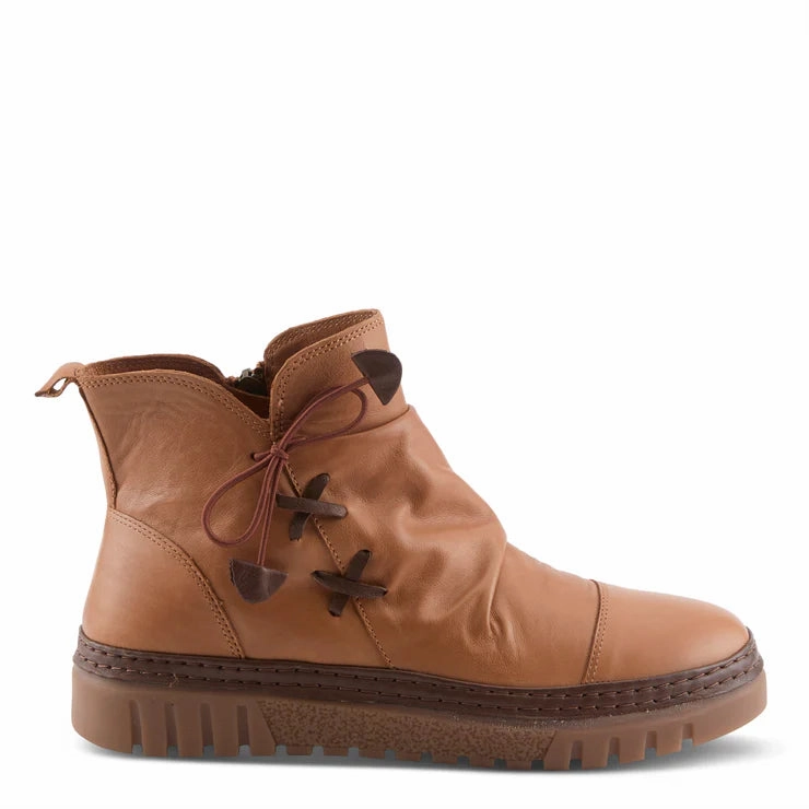 Spring Step Women's VanDis Low Leather Zip Boot in Camel Street Movement