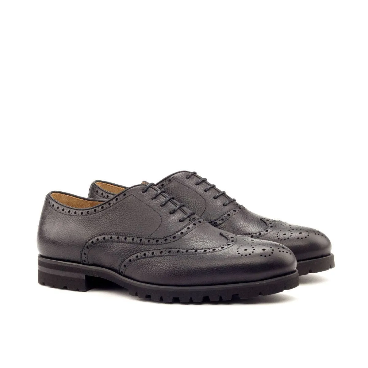 Unique Handcrafted Black Brogue Classic Oxford by Le Ruux Charcoal Oxfords Slim Fit Oxfords