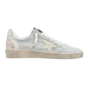 Golden Goose Ball Star Grey Star and Metallic Silver Heel Tab Women's Sneakers Bold Detail