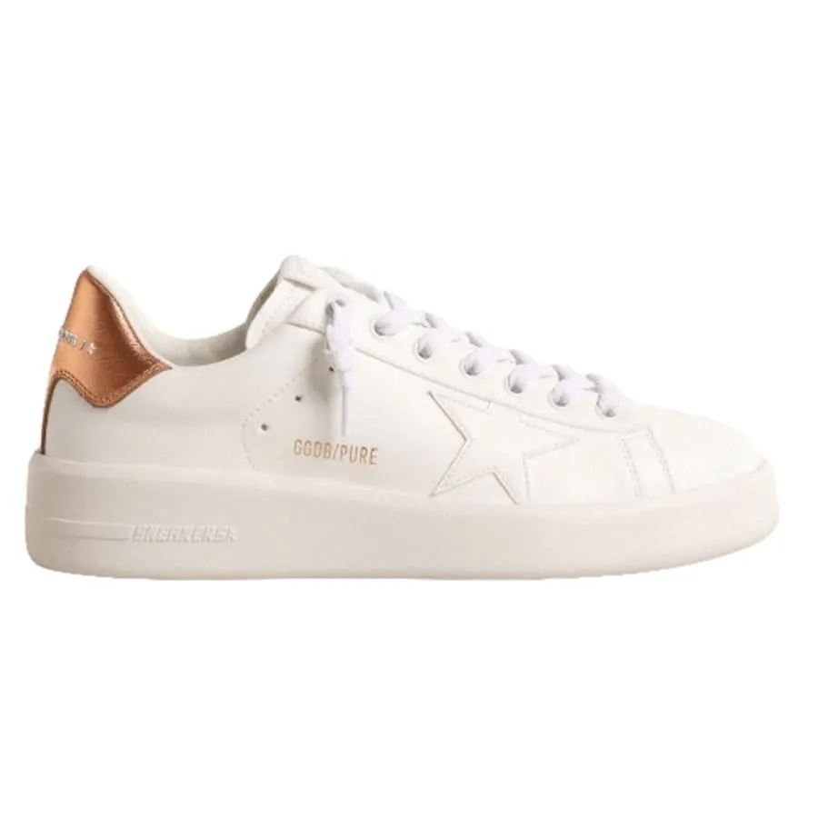Vibrant Design Golden Goose Purestar Bio-Based White Star and Bronze Metallic Heel Tab Women's Sneakers